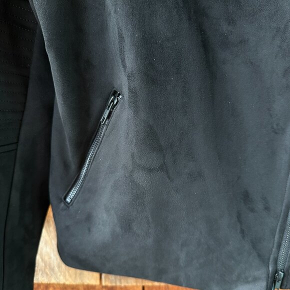 Never Worn Betabrand Bold Black Vegan Suede Moto Jacket in Women's Size XXL - Picture 6 of 11